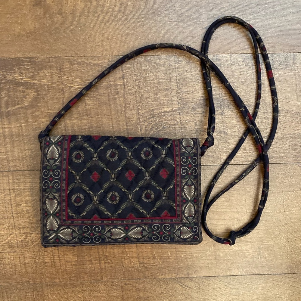 Vera Bradley Retired Black Laurel Print Crossbody Purse 90s Vintage Y2K